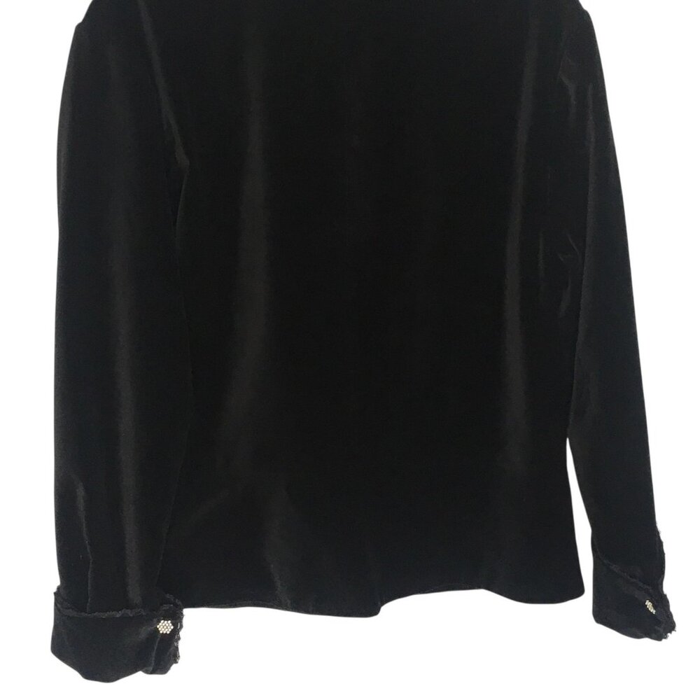 Black Velvet Blazer Rhinestone Buttons Jacket Womens XL - Picture 10 of 16